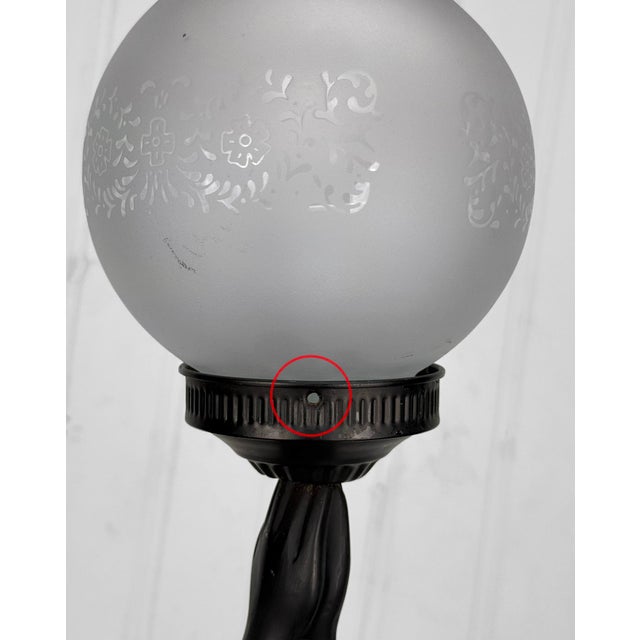 Black Vintage Art Deco Nude Women Globe Figural Table Lamp For Sale - Image 8 of 15