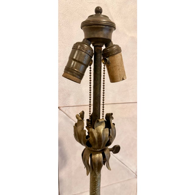 Vintage Sculptural Wrought Iron Two-Light Floor Lamp, Torchère With Grape Vine Entwined Column, Circa 1950s For Sale - Image 11 of 12