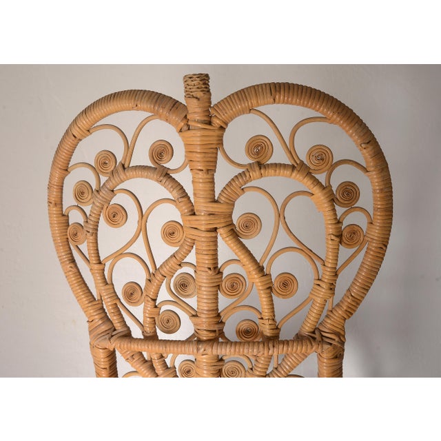Vintage 1970s Boho Bamboo & Rattan Heart Back Chair For Sale - Image 11 of 17