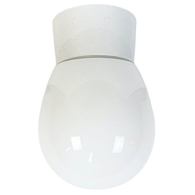 Vintage White Porcelain Ceiling Light, 1970s For Sale