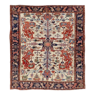 Ivory Square Antique Serapi Rug no. 10963 For Sale