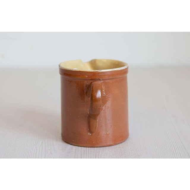 19th Century French Redware Pitcher with White Flower Decor For Sale - Image 4 of 7
