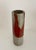 Beautiful pottery cylinder vase with abstract drip design. Shades of taupe, red orange and brown.