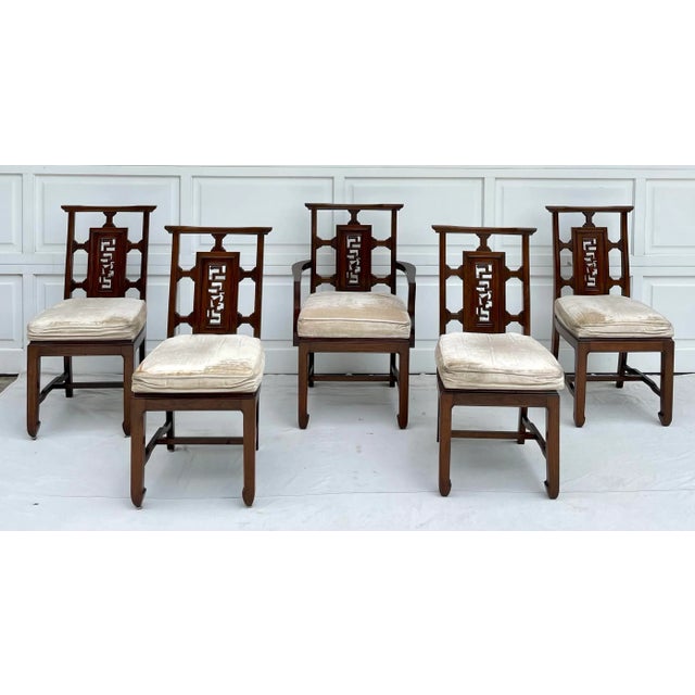 Set of 5 Asian Carved Wood Dining Chairs For Sale - Image 12 of 12