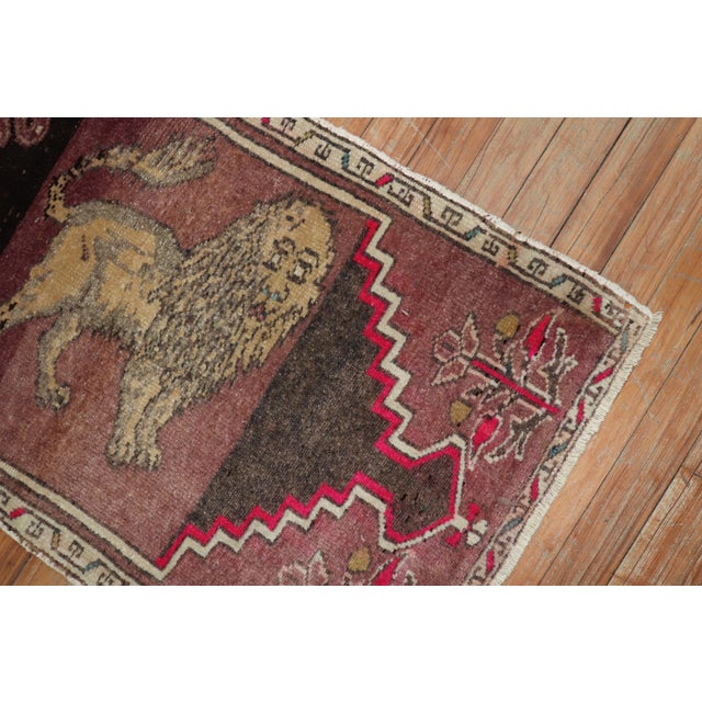 Lion Turkish 20th Century Wool Rug For Sale - Image 4 of 6