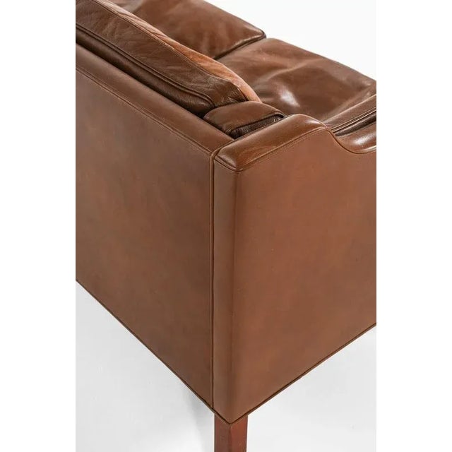 Wood Model 2213 Sofa in Teak and Leather attributed to Børge Mogensen, 1963 For Sale - Image 7 of 8