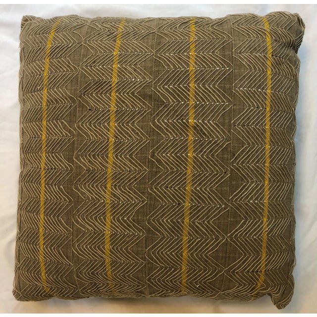 Beige Textured Pillows in Vintage African Textile, Pair For Sale - Image 4 of 8