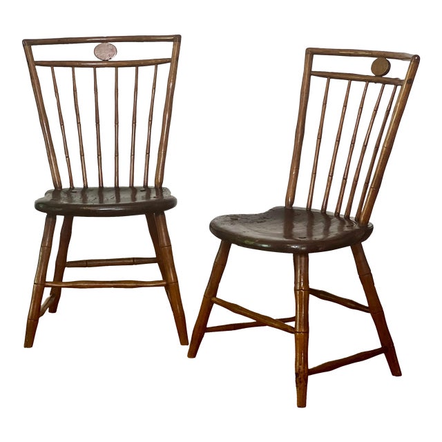 18th Century Early Pennsylvania Windsor Chairs by Love & Whitelock, Signed- a Pair For Sale