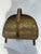 MCM Metal Firewood carrier hammered metal with flat metal strapped legs and handle. Gold brass tone textured metal...