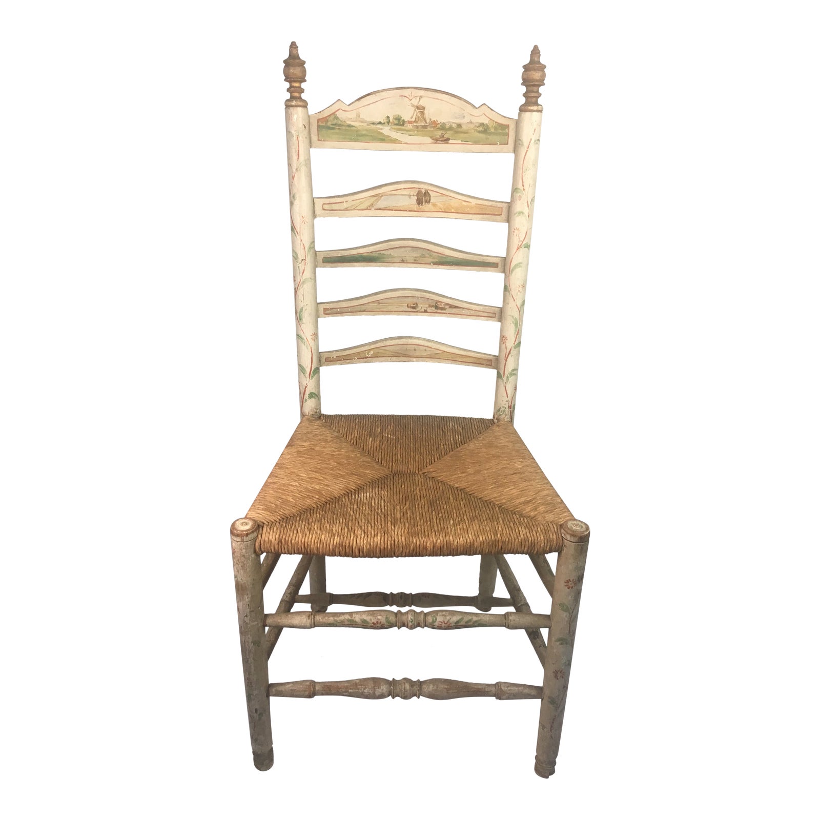 Painted Antique Ladder Back Chair Chairish