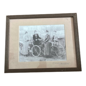 Antique Photograph of Victorian Ladies With Bicycles Signed on the Picture , and on the Mat Dunlop/Bradford