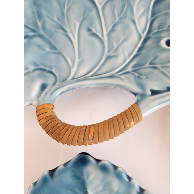 Vintage Mid-Century Century Majolica Leaf Plates - Set of 7 For Sale - Image 11 of 12