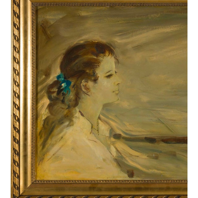 1950s Italian Signed Framed Portrait For Sale - Image 4 of 5