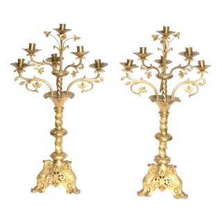 Antique Bronze Candelabra, 1800s, Set of 2 For Sale