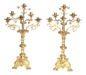 Antique Bronze Candelabra, 1800s, Set of 2