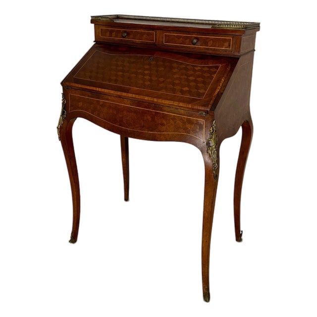 French Louis XV Style Slant Front Secretary Desk with Leather Writing Surface, 1930 For Sale