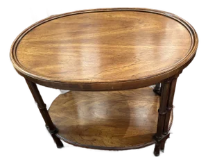 Two Tier Oval Walnut Side Table