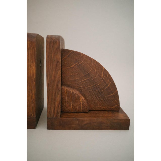 Pair of French Solid Oak Wood Bookends, Circa 1940 For Sale - Image 4 of 7