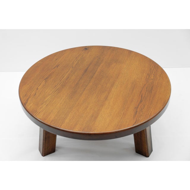 French Round Oak Coffee Table in the style of Pierre Chapo, 1960s For Sale - Image 6 of 11