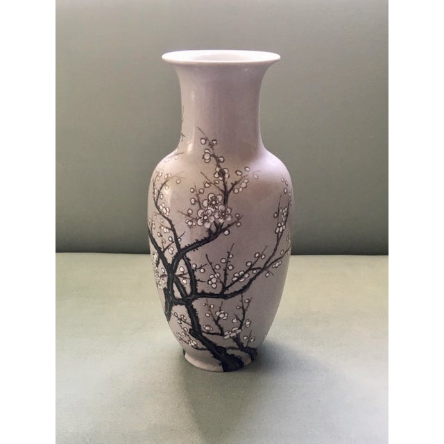 Vintage Mid 20th Century Nora Fenton Gray Cherry Blossom Ceramic Vase For Sale - Image 13 of 13
