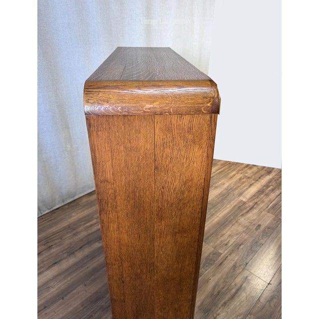 Antique French Carved Quarter Sawn Tiger Oak Bookcase ~Double Door Curio Cabinet For Sale - Image 4 of 5