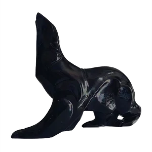 Large Art Deco Black Polar Bear Figurine with Petrol Hue by Desbarbieux, 1920s