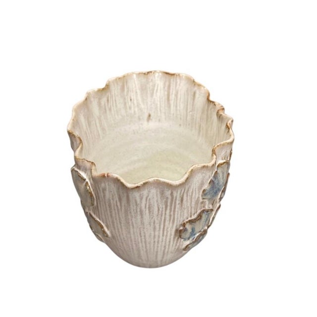 2000 - 2009 Italian Hand-Crafted Ceramic Floral Relief Planter For Sale - Image 5 of 12