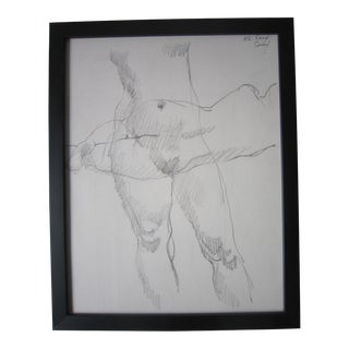 Don Emery 1970's Nude Pencil Drawing For Sale