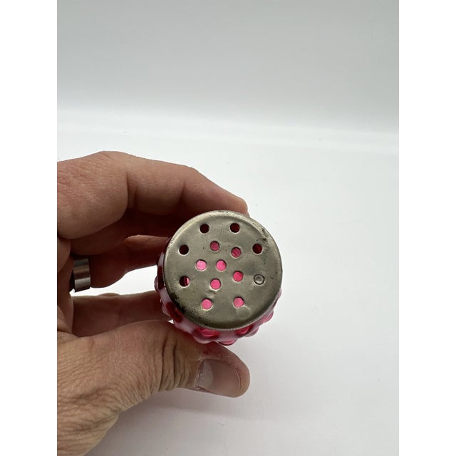 Antique Cranberry Red Lattice Blown Glass Salt or Pepper Shaker by Northwood, Circa 1890-1910's For Sale - Image 6 of 6