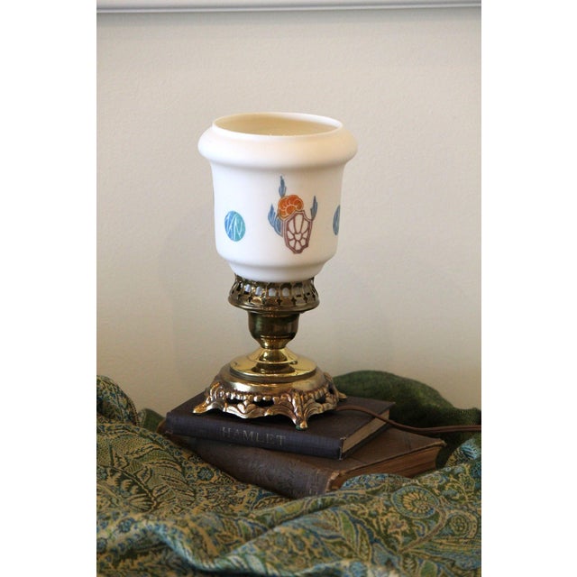 Art Deco Vintage Art Deco Accurate Brass Boudoir Lamp, Custard Glass Shade For Sale - Image 3 of 16