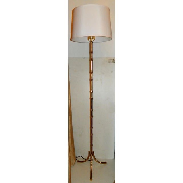 C.1960' Pair of Maison Bagues Floor Lamp Original patina 1 bulb take 100W Wired for US and in working condition. Harp :...