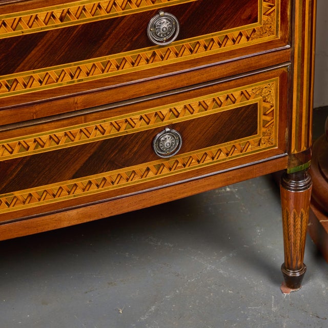 Brown Antique Italian Walnut and Pecan Inlaid Chest of Drawers For Sale - Image 8 of 10