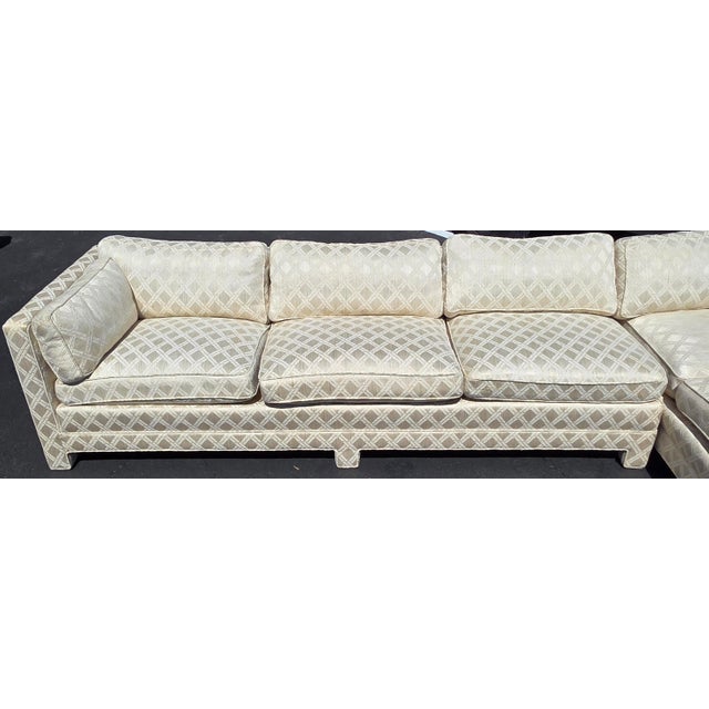 Mid-Century W & J Sloane Tuxedo Sectional Sofa in Custom Geometric Jacquard Upholstery For Sale - Image 14 of 14