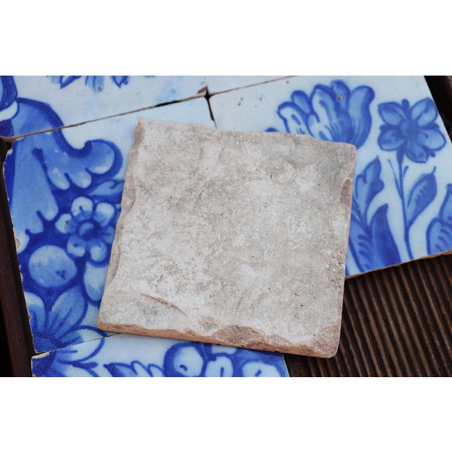 Ceramic Tile Mural Panel Depicting a Vase With Rocaille Flowers, Portuguese, 18th Century For Sale - Image 7 of 7