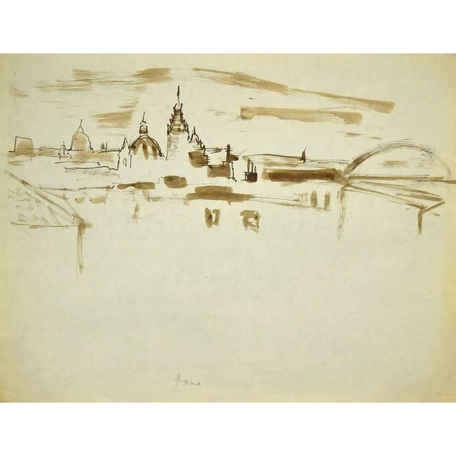 View of Rome is an original Watercolour realized by Herta Hausmann in the mid-20th Century. Good conditions on a yellowed...
