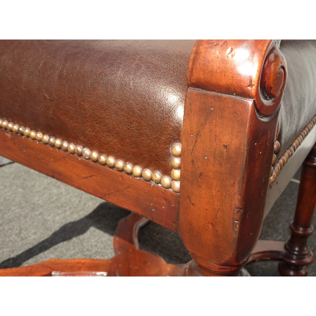 Theodore Alexander Brown Leather Library Side Chairs French Traditional - a Pair For Sale - Image 12 of 13