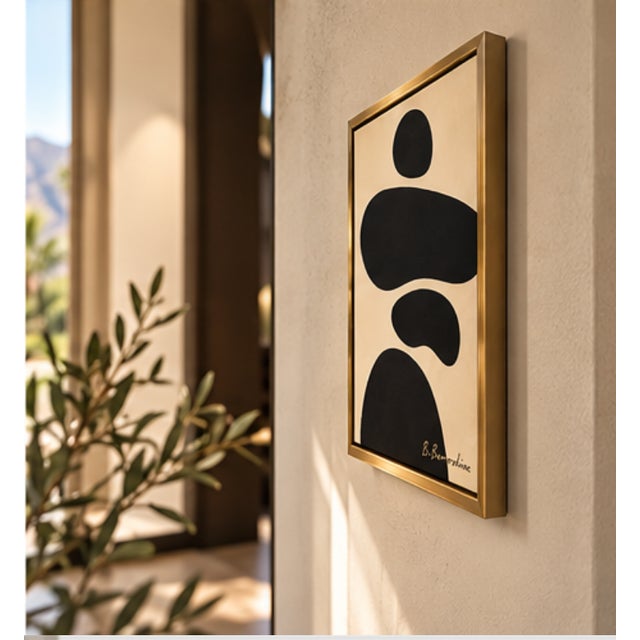 Cream Title: Sculptural Silence , Framed Modern Painting by Bryan Boomershine For Sale - Image 8 of 8
