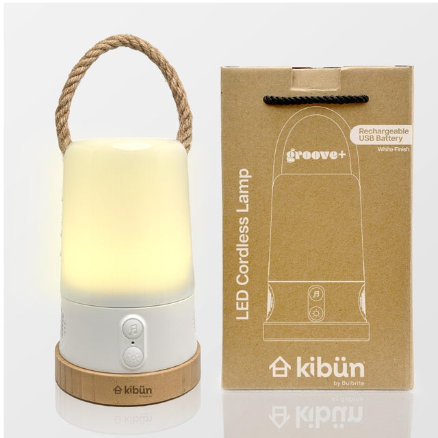 Groove+ Cordless LED Outdoor Table Lamp with Dimmer, Built-in Rechargeable Battery, 3-Level Brightness, Bluetooth Speaker / Color Changing, White For Sale - Image 9 of 11