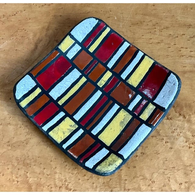 Mid-Century Modern Vintage Abstract Ceramic Tile Dish For Sale - Image 3 of 12