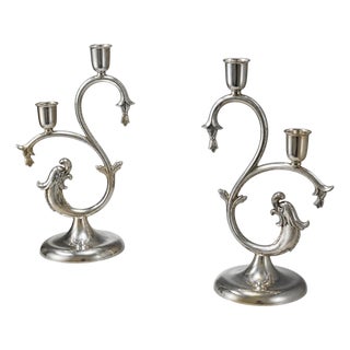 Pewter Candleholders from Svenskt Tenn, Sweden, 1931, Set of 2 For Sale