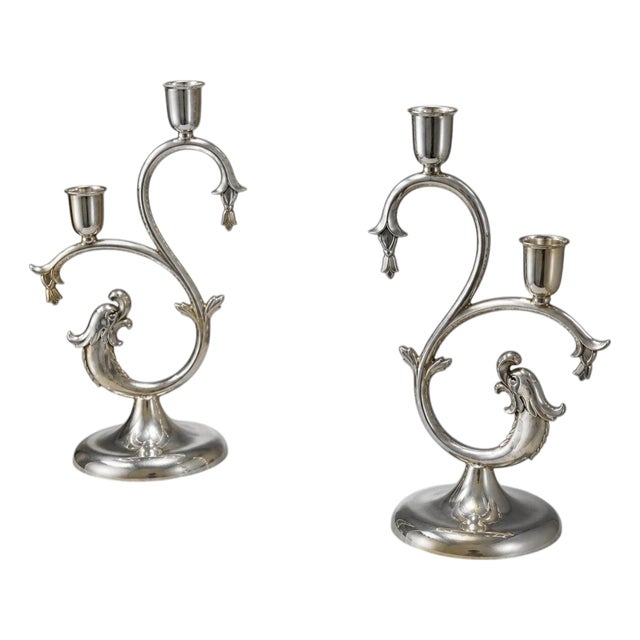 Pewter Candleholders from Svenskt Tenn, Sweden, 1931, Set of 2 For Sale
