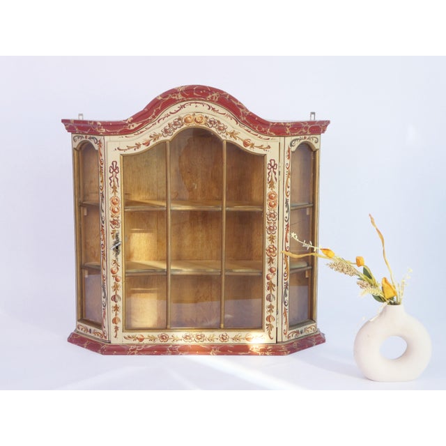 Vintage Dutch Folk Art Display Cabinet with Glass Door, 1960s For Sale - Image 10 of 10