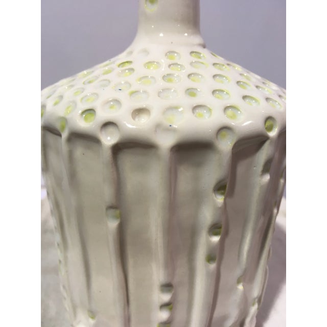 Boho Chic 1960s Boho Chic White and Pistachio Ceramic Vase For Sale - Image 3 of 9