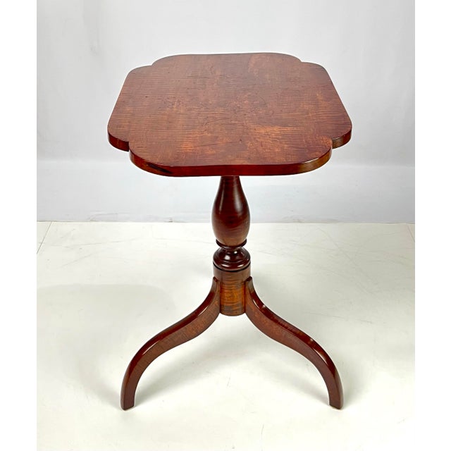 Early 19th Century Antique Tiger Maple Tilt-Top Candle Stand For Sale - Image 5 of 12