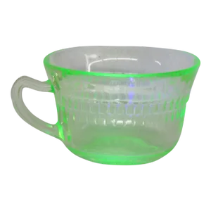 Anchor Hocking Roulette Pattern Vaseline Depression Glass Tea Coffee Cup