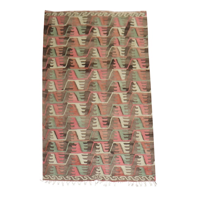 Mid 20th Century Primitive Tribal Rustic Turkish Kilim For Sale