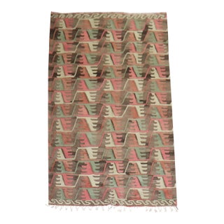 Mid 20th Century Primitive Tribal Rustic Turkish Kilim - 6'7" x 11'3" For Sale