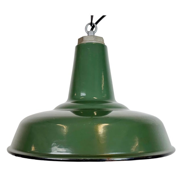 Industrial Green Enamel Factory Pendant Lamp, 1960s For Sale - Image 16 of 16