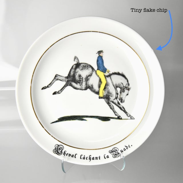 Late 20th Century Porcelaine d'Auteuil Paris France Equestrian Themed Plates, Set of 12 For Sale - Image 10 of 10