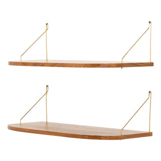 Danish Deep Teak Floating Shelves, 1960s, Set of 2 For Sale